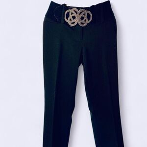 Maurices Black Trousers with Ornate Belt Buckle